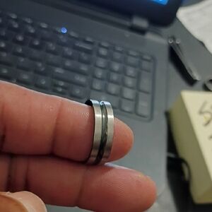 Stylish Silver and Black Tone Men's Ring